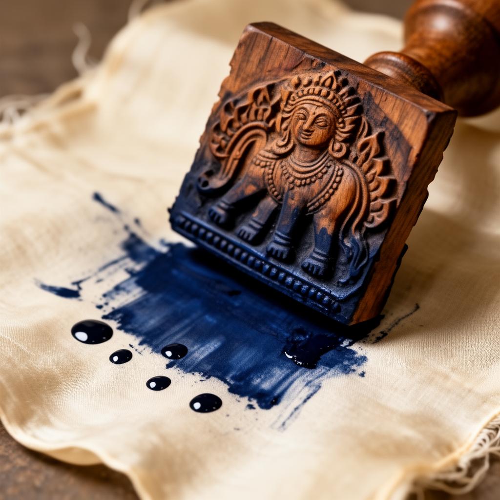 Wooden block printing on silk